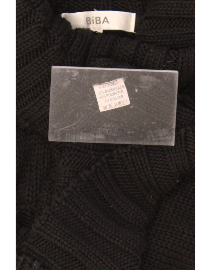 BIBA Womens Roll Neck Jumper Sweater UK 12 Medium Black Cotton Vintage Biba and Second-Hand Biba from Messina Hembry 