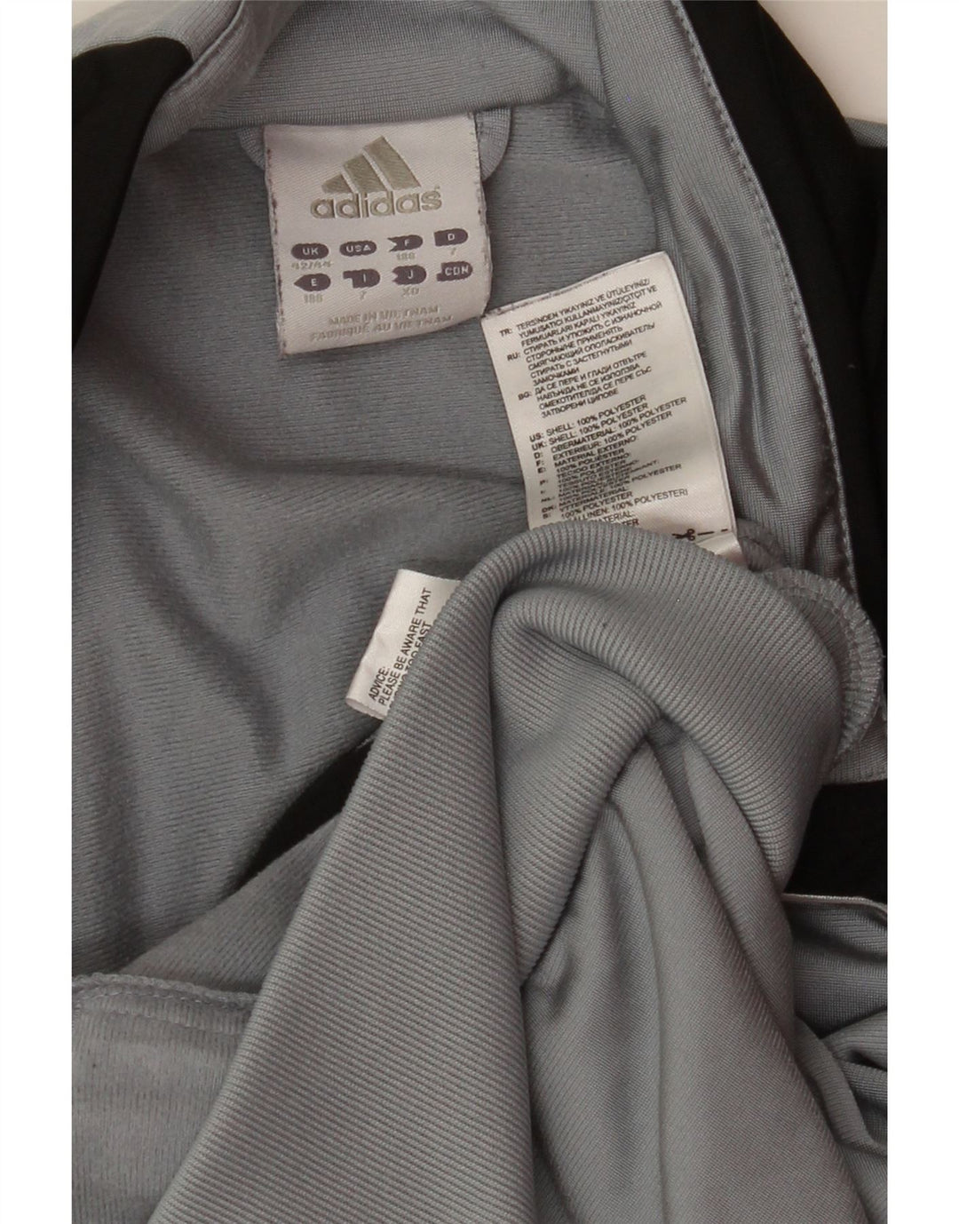 ADIDAS Mens Tracksuit Top Jacket UK 42/44 Large Grey Colourblock Polyester Vintage Adidas and Second-Hand Adidas from Messina Hembry 