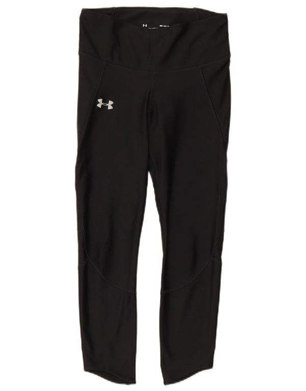 Under Armour Womens Heat Gear Leggings UK 12 Medium Black Polyester