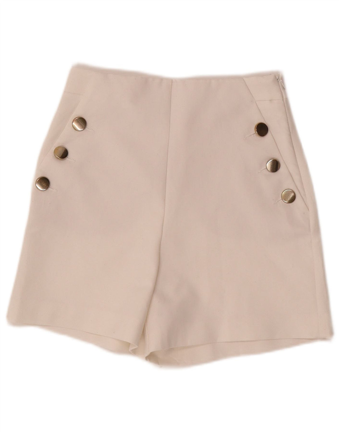 ZARA Womens High Rise Shorts XS W25  White Polyester