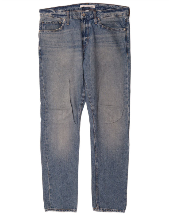 Calvin Klein Mens Slim Jeans W34 L32 Blue Cotton