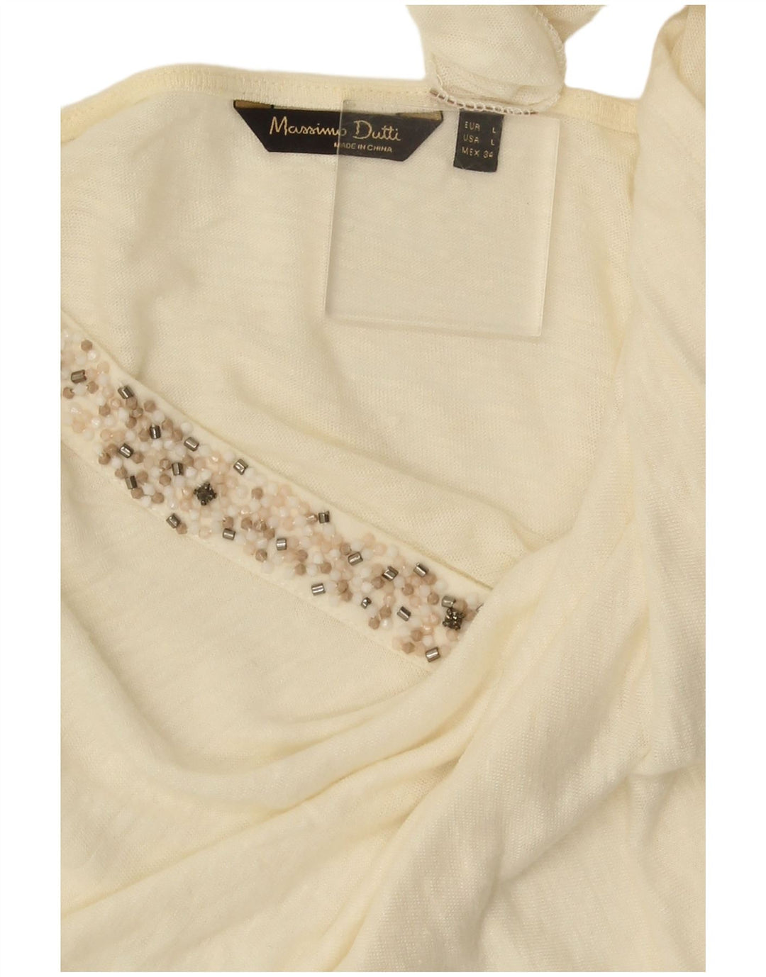 Massimo Dutti Womens T-Shirt Top UK 14 Large Off White