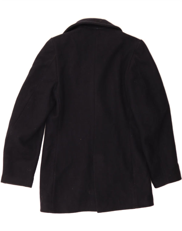 FENDISSIME Womens Pea Coat IT 42 Medium Navy Blue Wool