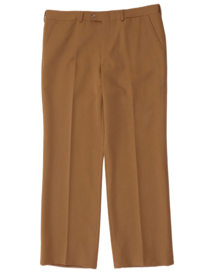 Vintage Mens Straight Suit Trousers W36 L30 Beige