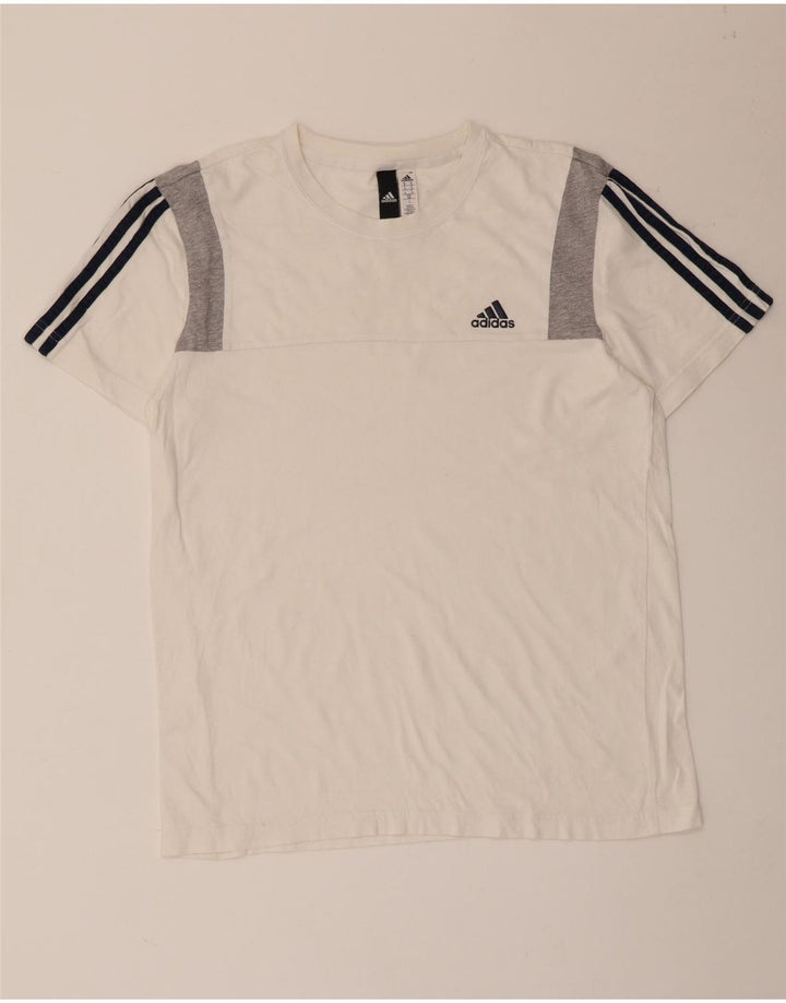 Adidas Mens T-Shirt Top Medium White Colourblock Cotton