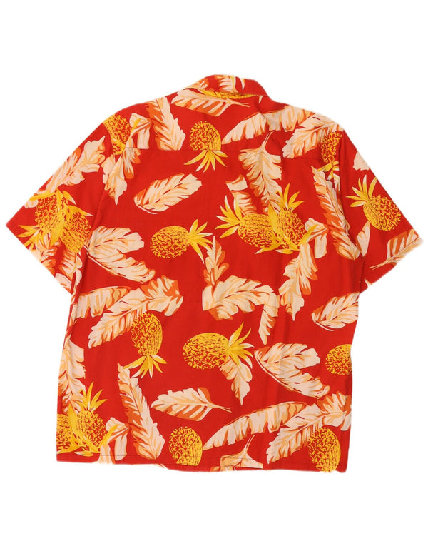 Stefano Herren-Kurzarmhemd XL, rotes Blumenmuster, Baumwolle