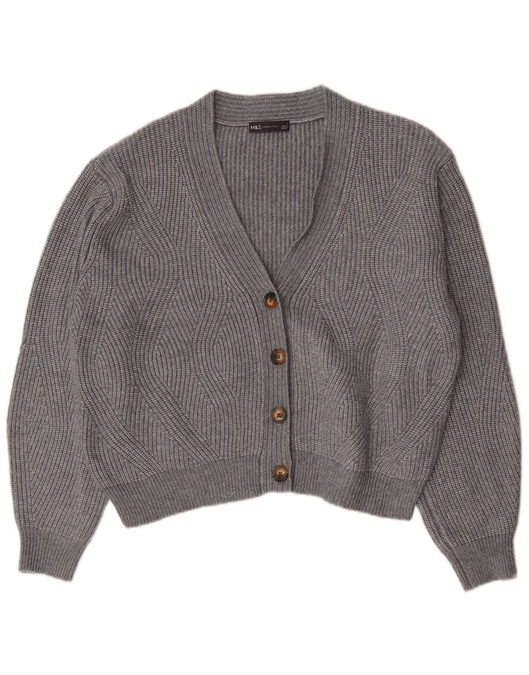 Marks & Spencer Womens Oversized Cardigan Sweater UK 16 Large Grey