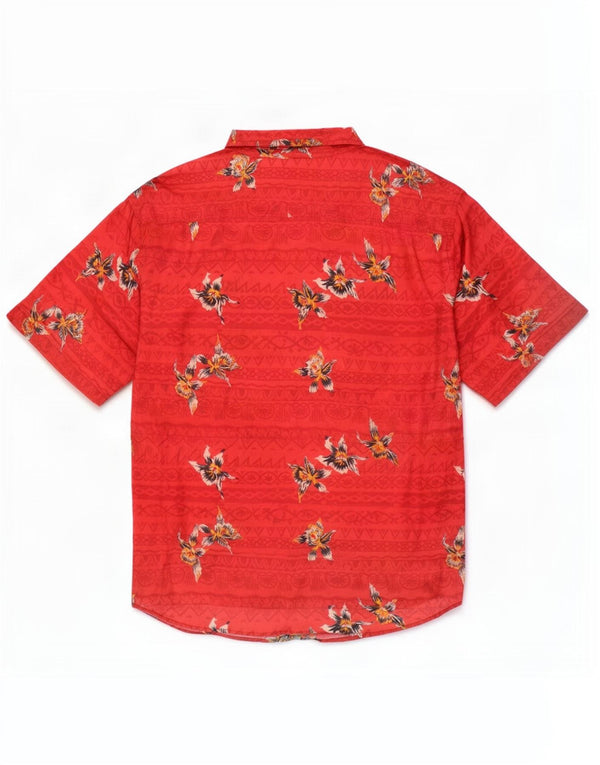 Camicia Uomo Manica Corta De Pietri IT 52 Large Rosso Floreale Cotone