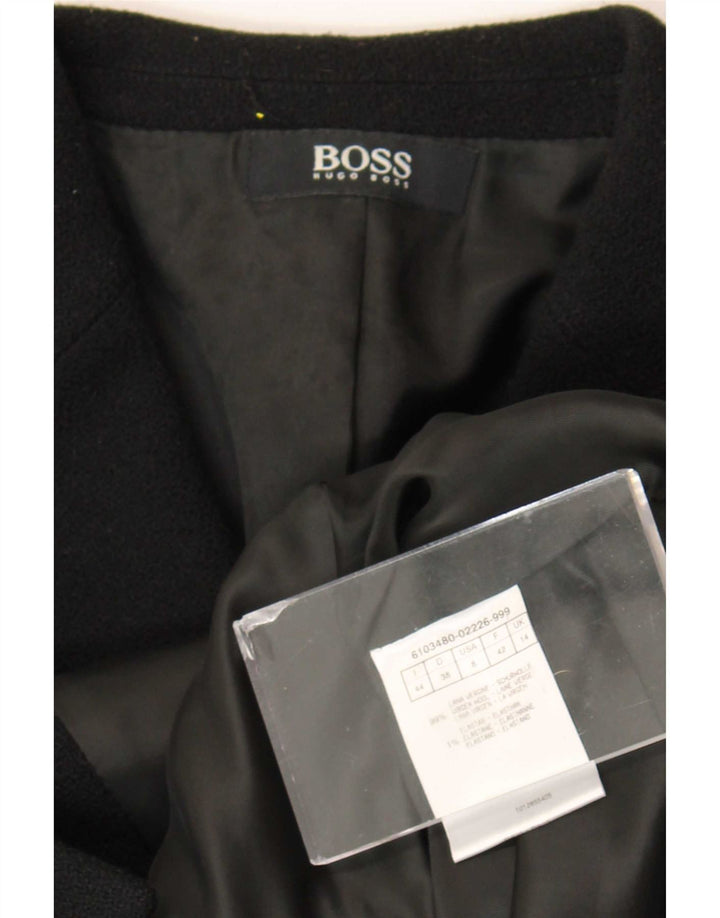 Hugo Boss Chaqueta Blazer de 3 Botones para Mujer UK 44 Mediana Lana Virgen Negra
