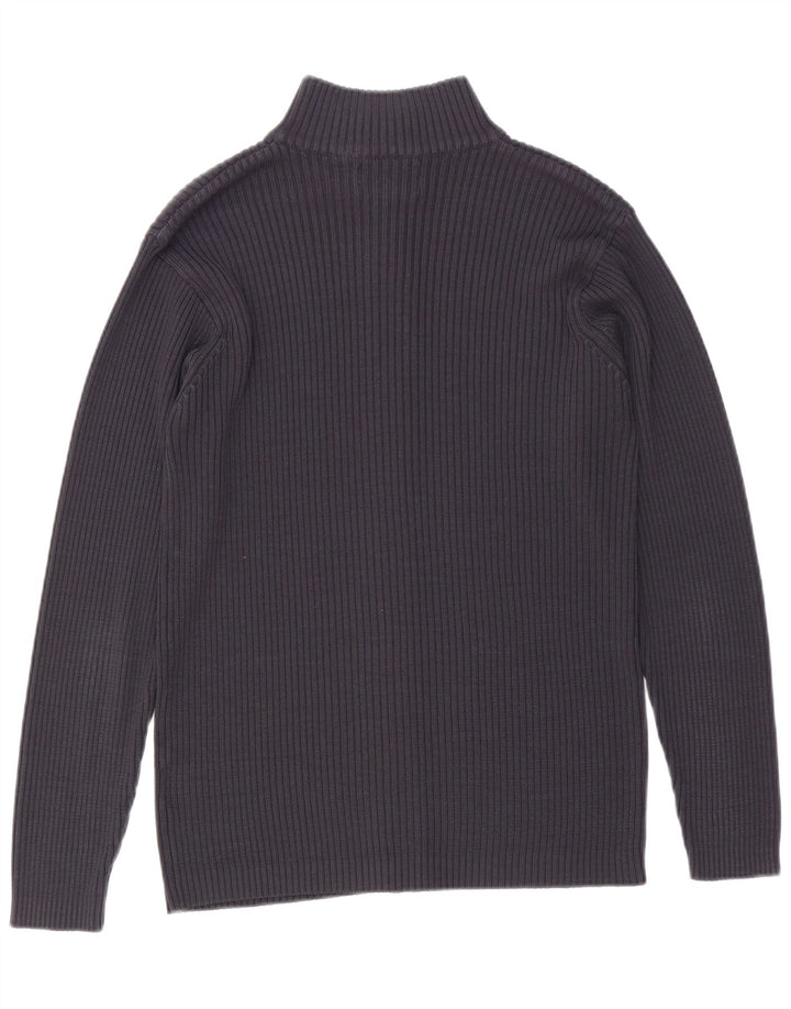 VINTAGE Mens Cardigan Sweater Large Navy Blue Acrylic