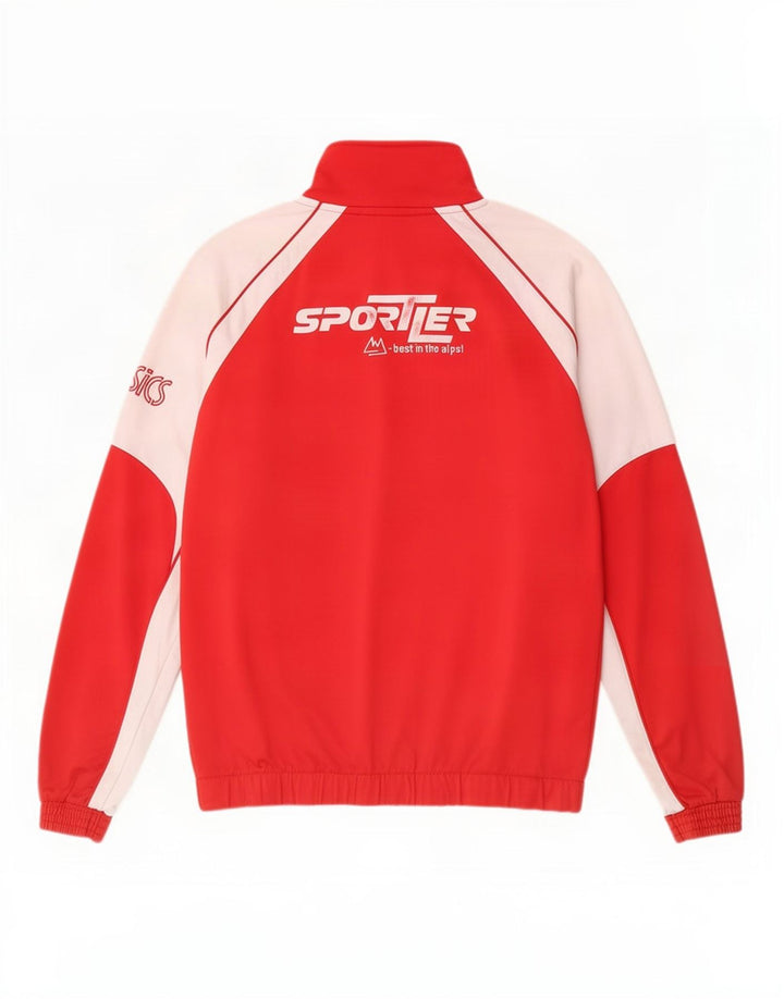 Asics Mens Graphic Tracksuit Top Jacket Medium Red Colourblock Polyester