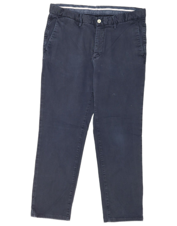 Massimo Dutti Mens Slim Fit Chino Trousers EU 42 Large W32 L26 Navy Blue