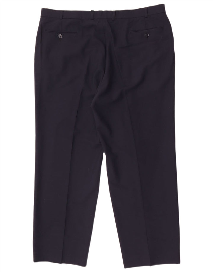 Marks & Spencer Mens Tapered Suit Trousers W40 L29 Navy Blue Polyester