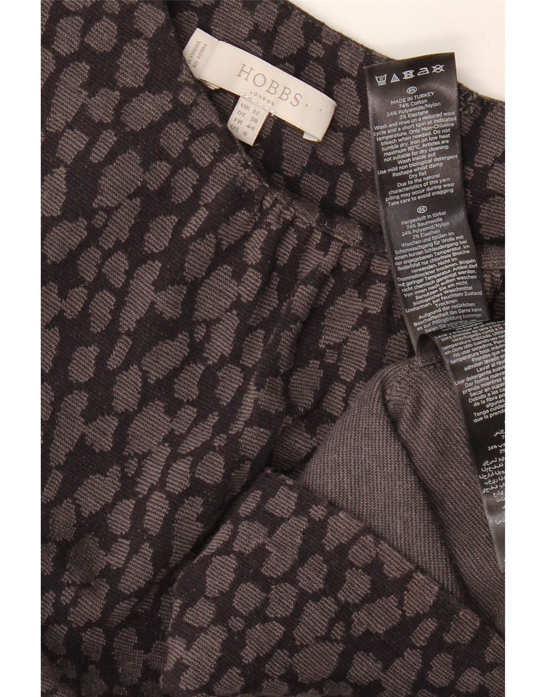 HOBBS Womens Bodycon Dress UK 12 Medium Grey Spotted Cotton