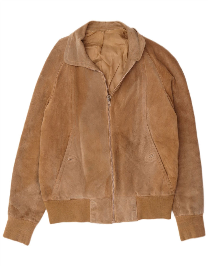 Vintage męska zamszowa kurtka bomber UK 38 średni beż