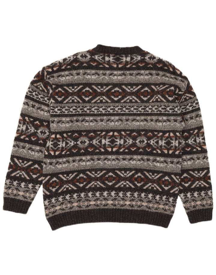 Vintage Mens Crew Neck Jumper Sweater Medium Multicoloured Fair Isle