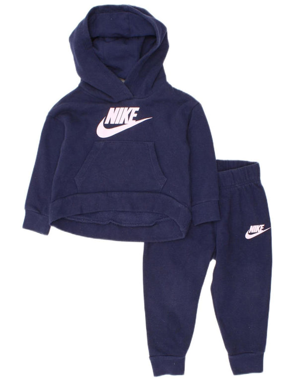 Nike Survêtement complet à capuche graphique pour bébé fille 9-12 mois en coton bleu marine