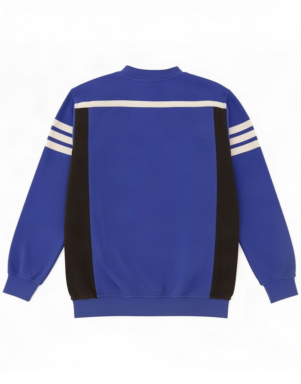 Adidas Boys Sweatshirt Jumper 15-16 Years Blue Colourblock Cotton