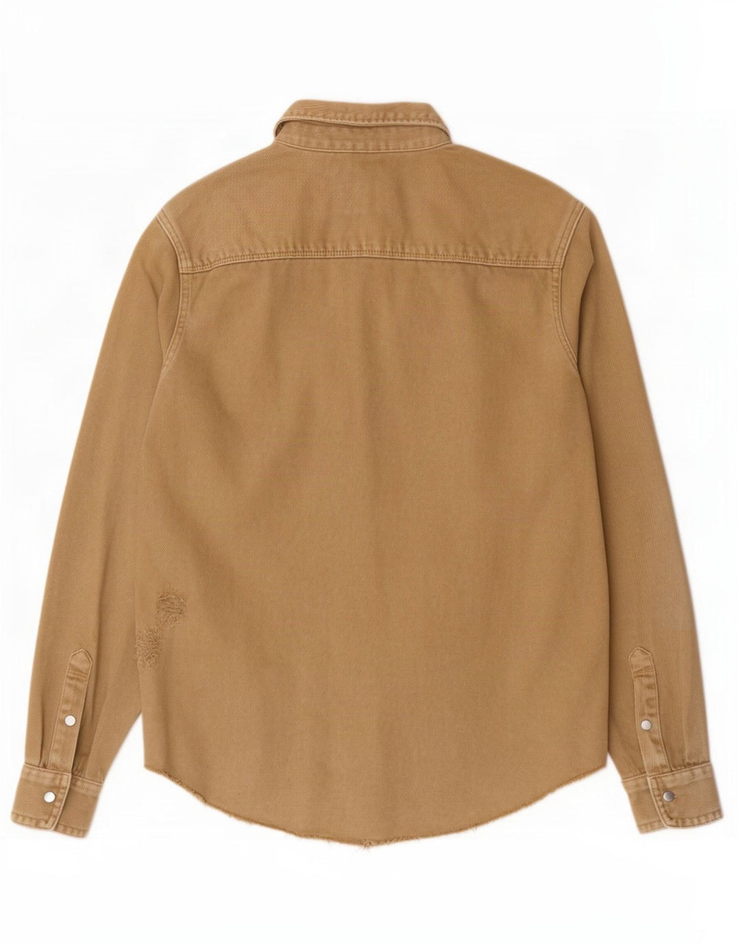 Zara Herren-Jeanshemd im Distressed-Look, mittelbraune Baumwolle