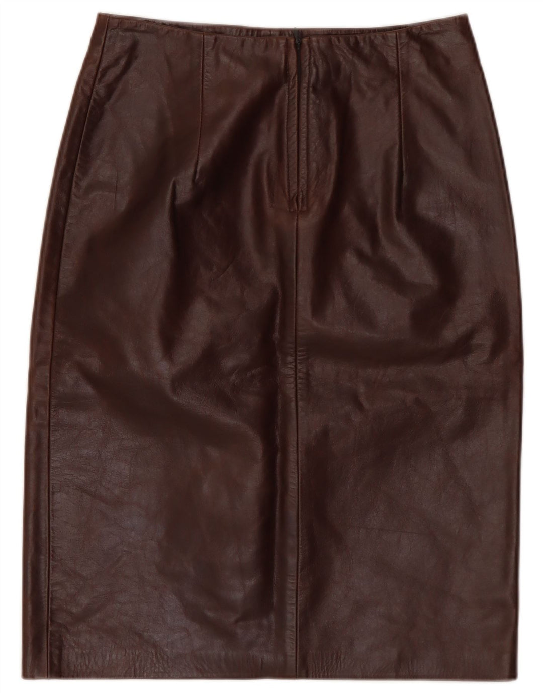 Vintage Womens Leather Skirt IT 40 Small W28 Brown Leather