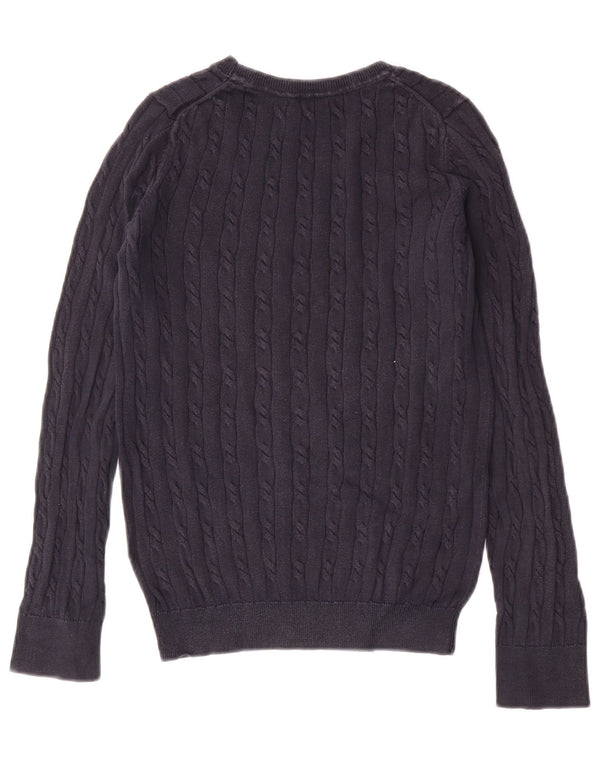 Tommy Hilfiger Womens Boat Neck Jumper Sweater UK 6 XS Navy Blue Cotton