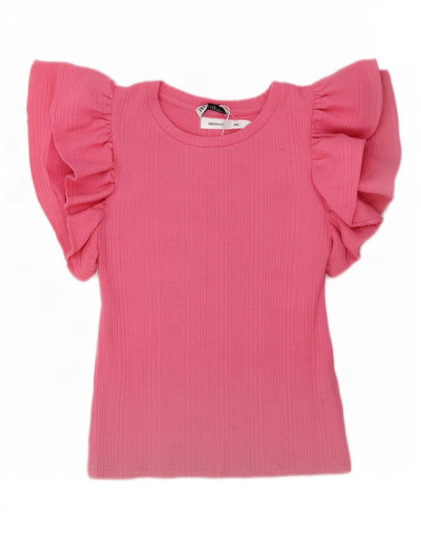 Zara Mujer Blusa Top UK 10 Small Rosa Poliéster