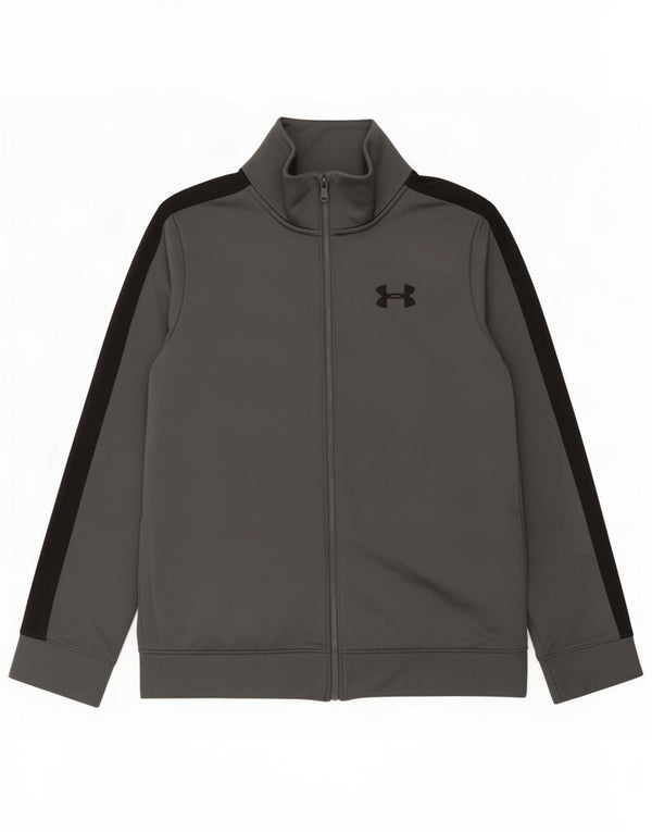 Under Armour Boys Tracksuit Top Jacket 11-12 Years Large Grey Colourblock