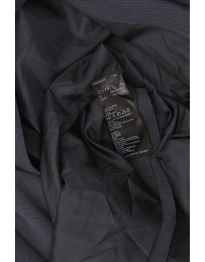 Oasis Womens Trench Coat UK 6 XS Navy Blue Viscose