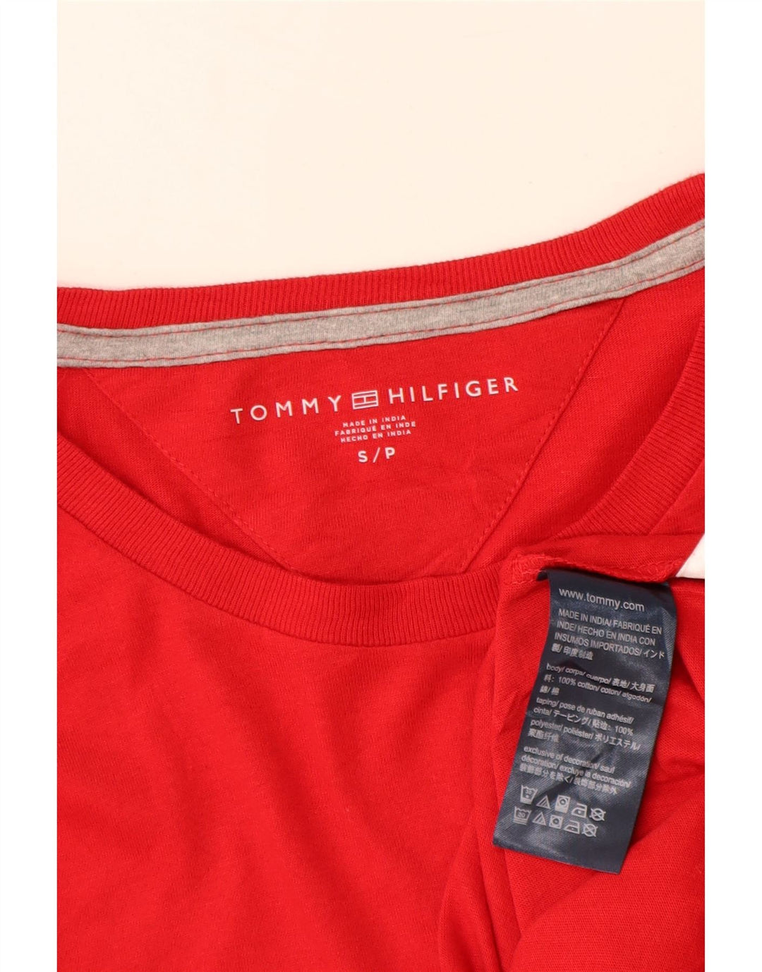 Tommy Hilfiger Mens Graphic Top Long Sleeve Small Red Cotton
