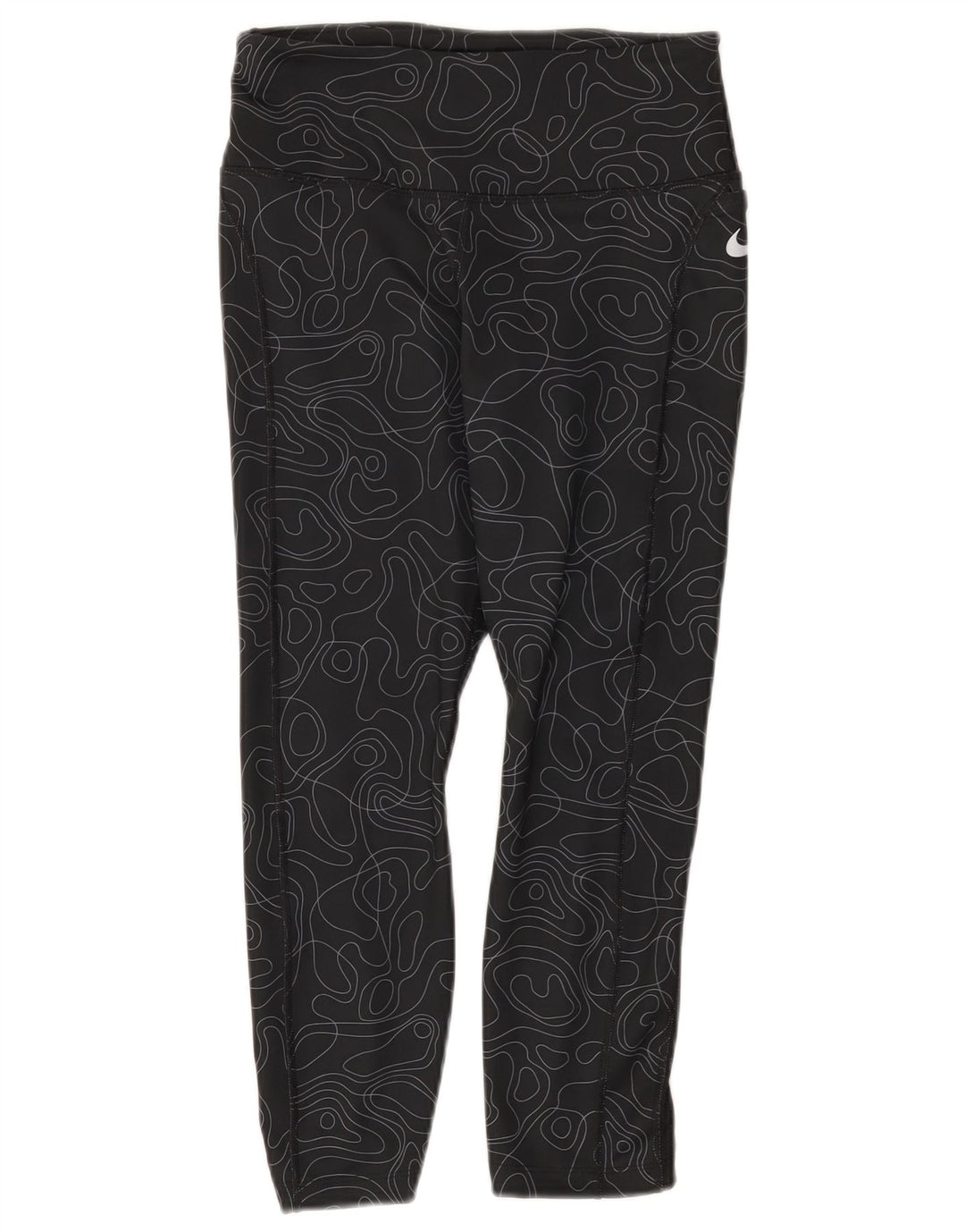Nike Womens Dri Fit Capri Leggings UK 8 Small  Black Geometric