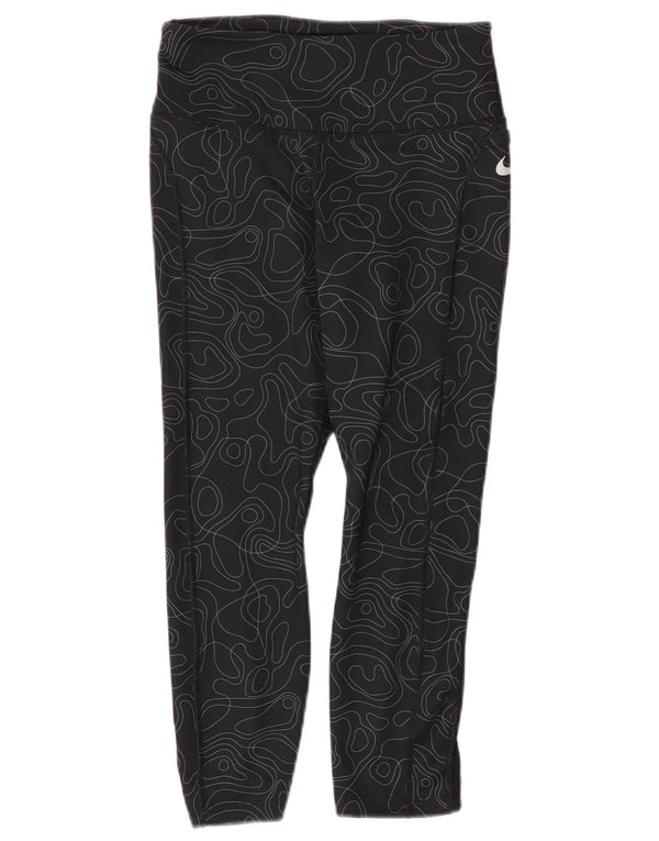 Женские леггинсы-капри Nike Dri Fit UK 8, маленькие черные с геометрическим узором