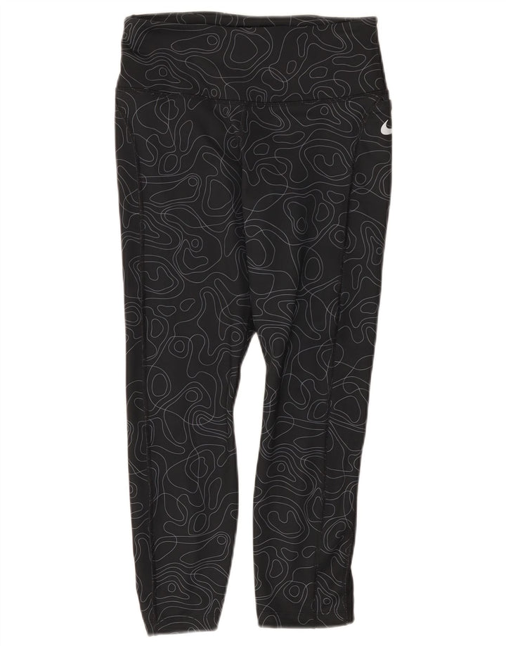 Nike Womens Dri Fit Capri Leggings UK 8 Small  Black Geometric