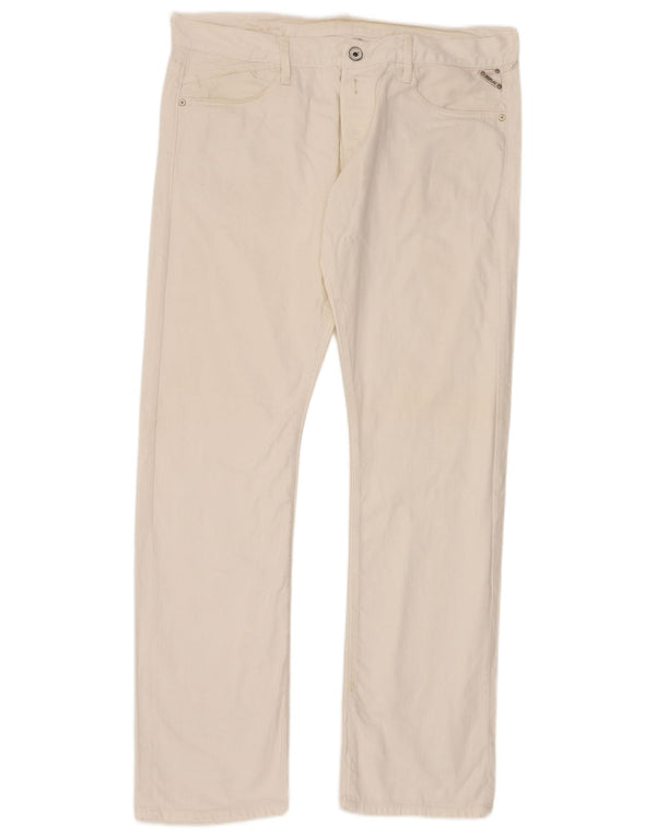 Replay Mens Straight Jeans W38 L34 Algodão Branco