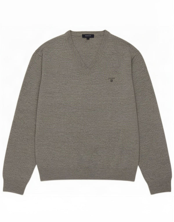 Gant Herre V-hals sweater Stor grå lammeuld