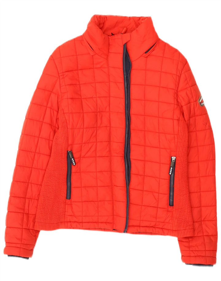 Superdry Damen Wattierte Jacke UK 14 Großes rotes Nylon