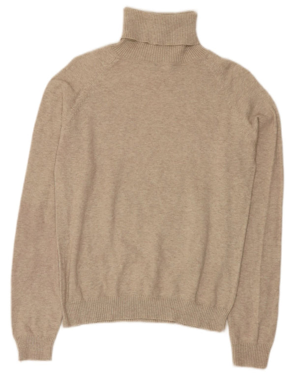 Zara Dame Roll Neck Jumper Sweater UK 14 Large Beige Flecked