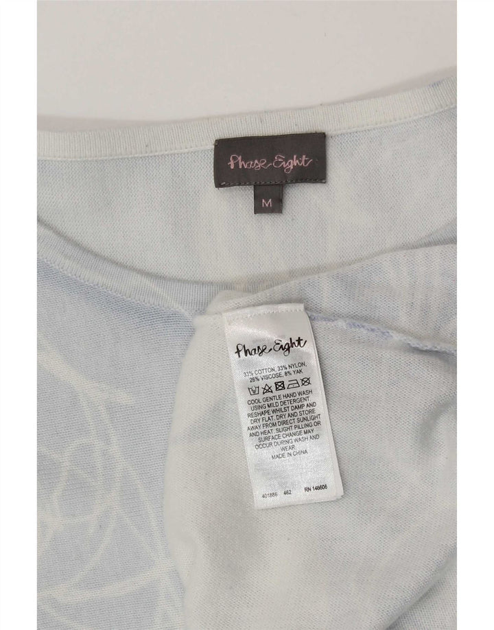 Phase Eight Womens Top 3/4 Sleeve UK 12 Medium Blue Floral Cotton