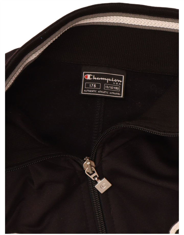 Champion Boys Loose Fit Tracksuit Top Jacket 15-16 Years Black Polyester