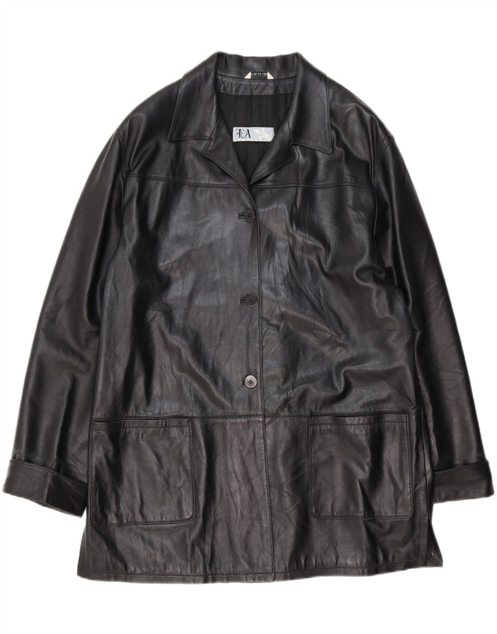 FLORENTIA Womens Leather Jacket IT 50 XL Black Leather