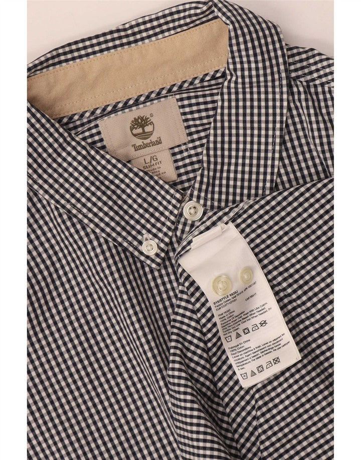 Camicia Timberland da uomo slim fit grande in cotone a quadretti blu navy