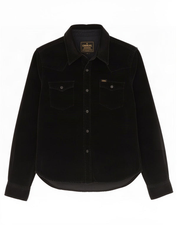Camicia in velluto da donna Lee UK 14 cotone nero medio