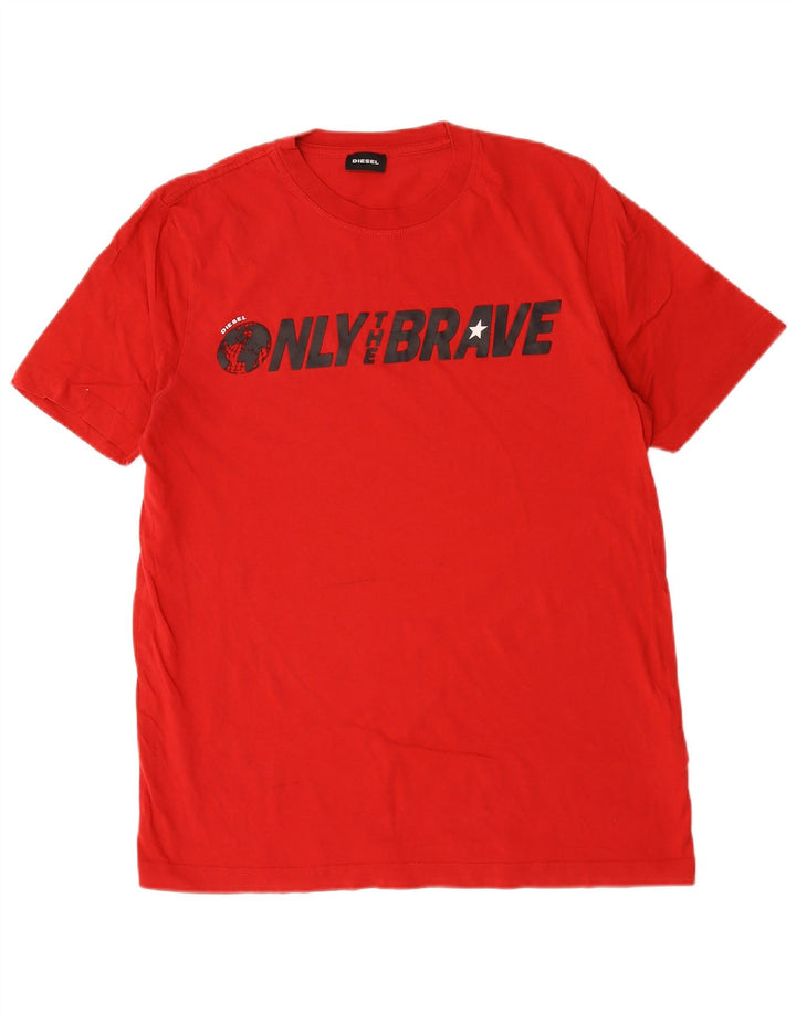 Diesel Mens Graphic T-Shirt Top Medium Red Cotton