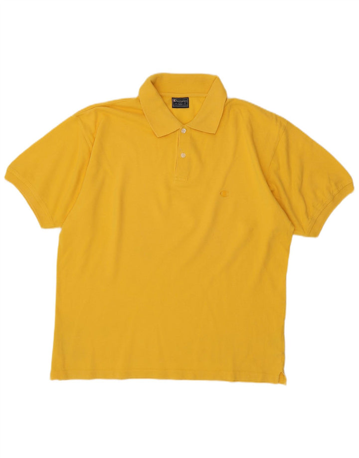 CHAMPION Mens Polo Shirt Large Yellow Cotton