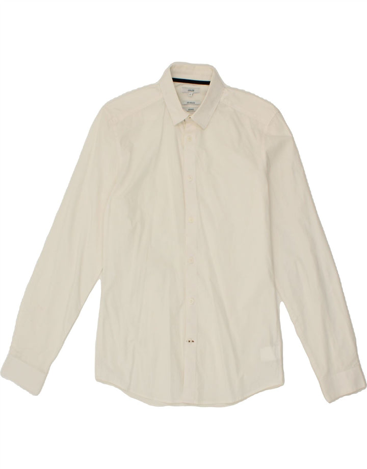 JULES Mens Stretch Slim Fit Shirt Small Off White Cotton Vintage Jules and Second-Hand Jules from Messina Hembry 