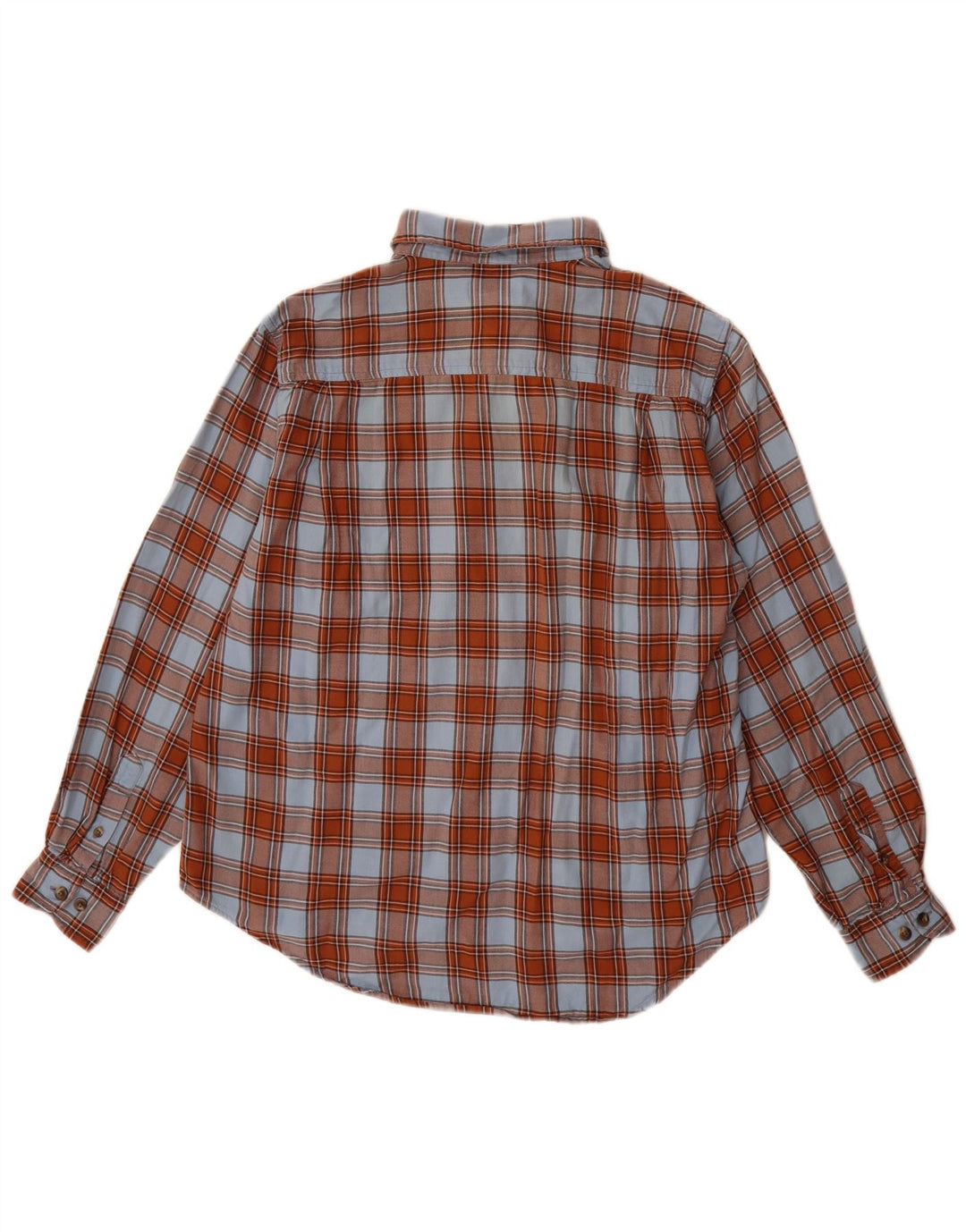 Lands End Womens Flannel Shirt US 12 Large Brown Check Cotton