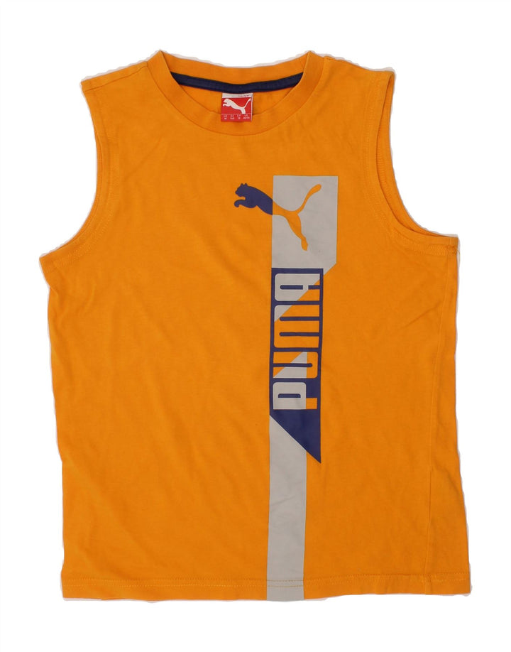 PUMA Boys Graphic Vest Top 9-10 Years Yellow Cotton Vintage Puma and Second-Hand Puma from Messina Hembry 