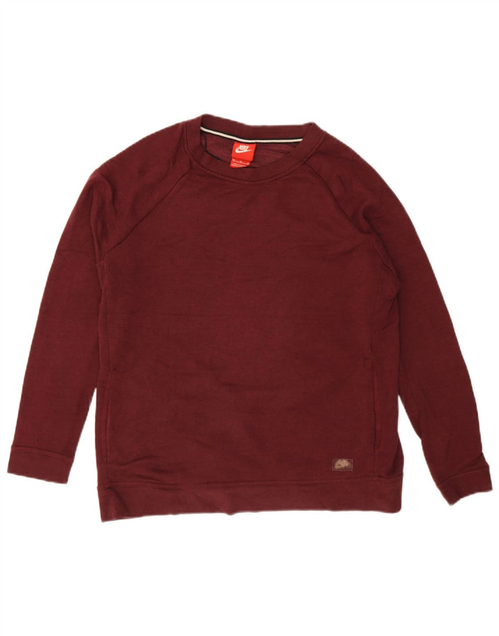 Nike Womens Sweatshirt Jumper UK 14 Medium Burgundy Cotton