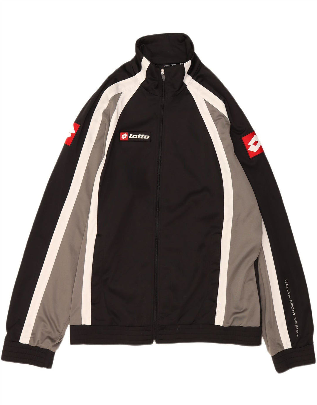 LOTTO Mens Graphic Tracksuit Top Jacket 2XL Black Colourblock Vintage Lotto and Second-Hand Lotto from Messina Hembry 