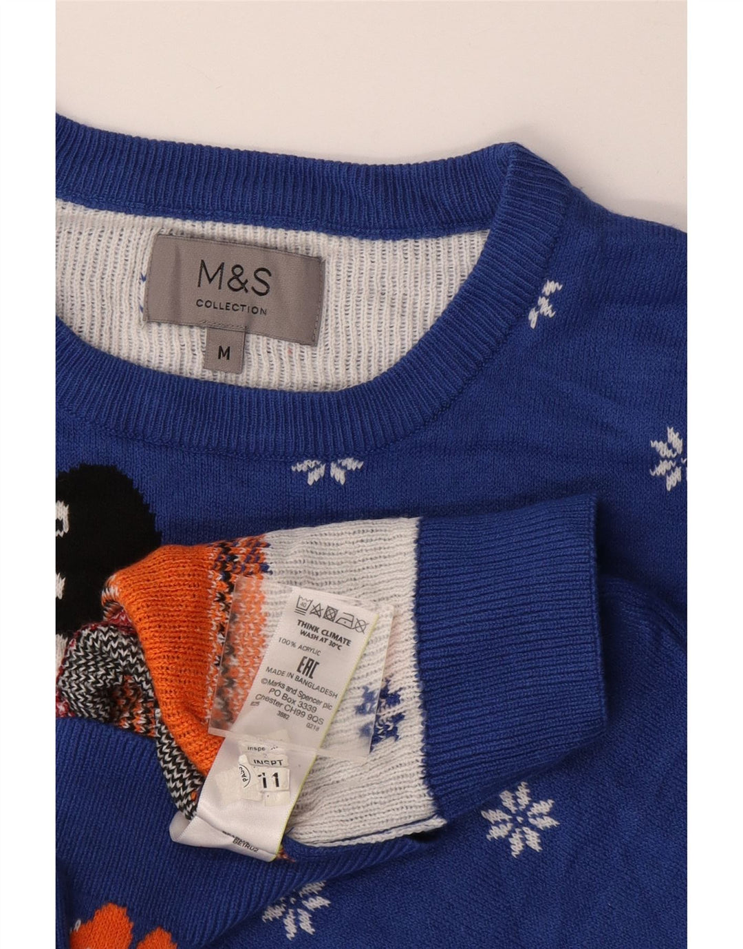 Marks & Spencer Pull à col rond pour homme Bleu moyen Hiver