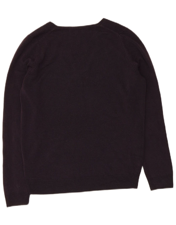 Marks & Spencer Womens V-Neck Jumper Sweater UK 10 Small Navy Blue Acrylic